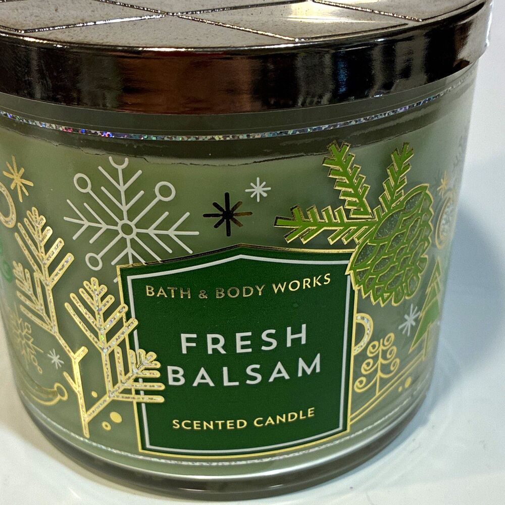 Bath & Body Works Fresh Balsam 3-Wick Green Glass Jar Candle 14.5oz 8263G3A2